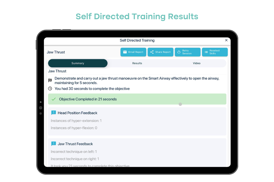 Smart Airway Adult App - Self Directed Training Results